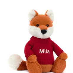 Bashful Fox Cub with Personalised Red Jumper
