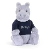 Bashful Hippo with Personalised Navy Jumper