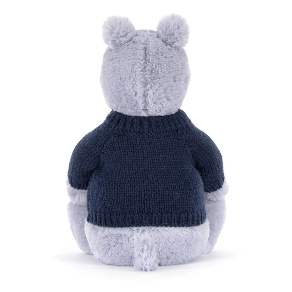 Bashful Hippo with Personalised Navy Jumper