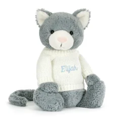 Bashful Kitten with Personalised Cream Jumper