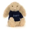 Bashful Luxe Bunny Curly with Personalised Navy Jumper