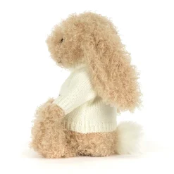 Bashful Luxe Bunny Curly with Personalised Cream Jumper