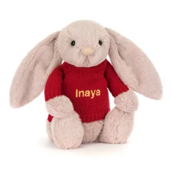 Bashful Luxe Bunny Rosa with Personalised Red Jumper