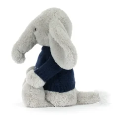 Bashful Luxe Elephant Thuddeus with Personalised Navy Jumper
