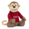 Bashful Monkey with Personalised Red Jumper