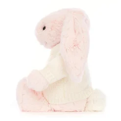 Bashful Pink Bunny with Personalised Cream Jumper