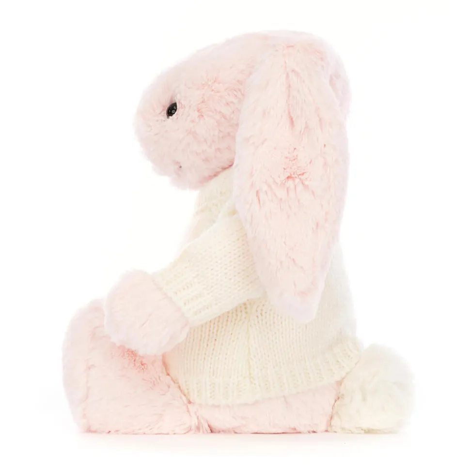 Bashful Pink Bunny with Personalised Cream Jumper