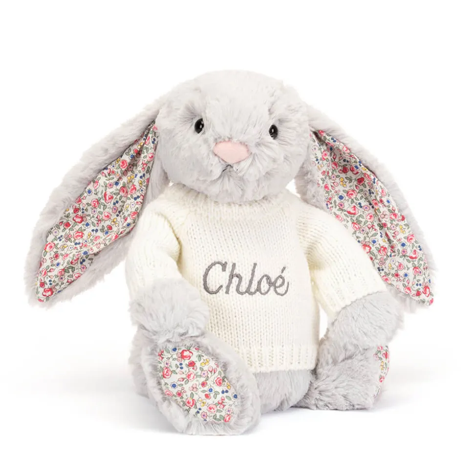 Blossom Silver Bunny with Personalised Cream Jumper