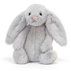 Personalised Bashful Silver Bunny Medium